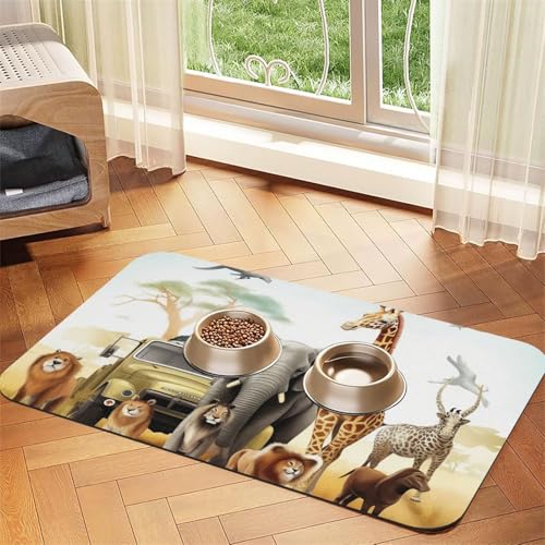 Futternapfmatte für Hundenäpfe und Wassernapf, rutschfest, saugfähig, Katzen-Futterunterlage, Tiersafari-Haustierfuttermatte für Böden, keine Flecken, Wassernapf-Matte, 40 x 60 cm Futternapfmatte für Hundenäpfe und Wassernapf, rutschfest, saugfähig, Katzen-Futterunterlage, Tiersafari-Haustierfuttermatte für Böden, keine Flecken, Wassernapf-Matte, 40 x 60 cm von AQRJKHD