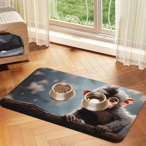 Futternapfmatte für Hundenäpfe und Wassernapf, rutschfest, saugfähig, Katzen-Futterunterlage, niedlicher Affe, Haustierfuttermatte für Böden, keine Flecken, Wassernapf-Matte, 40 x 60 cm Futternapfmatte für Hundenäpfe und Wassernapf, rutschfest, saugfähig, Katzen-Futterunterlage, niedlicher Affe, Haustierfuttermatte für Böden, keine Flecken, Wassernapf-Matte, 40 x 60 cm von AQRJKHD