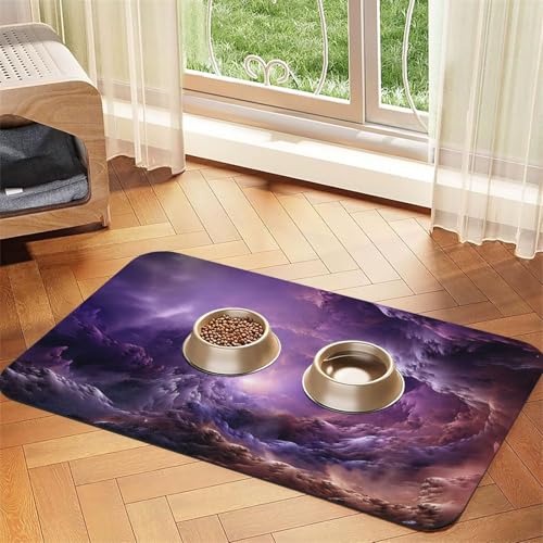 Futternapfmatte für Hundenäpfe und Wassernapf, rutschfest, saugfähig, Katzen-Futterunterlage, violett, Galaxie, Haustierfuttermatte für Böden, keine Flecken, Wassernapf-Matte, 30 x 45 cm Futternapfmatte für Hundenäpfe und Wassernapf, rutschfest, saugfähig, Katzen-Futterunterlage, violett, Galaxie, Haustierfuttermatte für Böden, keine Flecken, Wassernapf-Matte, 30 x 45 cm von AQRJKHD