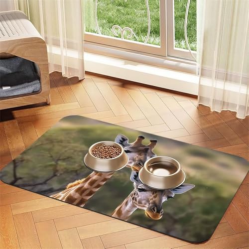 Futternapfmatte für Hundenäpfe und Wassernapf, rutschfest, saugfähig, Katzen-Futterunterlage, zwei Giraffen, Haustierfuttermatte für Böden, keine Flecken, Wassernapfmatte, 40 x 60 cm Futternapfmatte für Hundenäpfe und Wassernapf, rutschfest, saugfähig, Katzen-Futterunterlage, zwei Giraffen, Haustierfuttermatte für Böden, keine Flecken, Wassernapfmatte, 40 x 60 cm von AQRJKHD