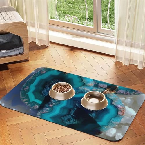 Futternapfmatte für Hundenäpfe und Wassernapf, rutschfest, saugfähig, Katzenfutterunterlage, Achat, Haustierfuttermatte für Böden, keine Flecken, Wassernapf-Matte, 30 x 45 cm Futternapfmatte für Hundenäpfe und Wassernapf, rutschfest, saugfähig, Katzenfutterunterlage, Achat, Haustierfuttermatte für Böden, keine Flecken, Wassernapf-Matte, 30 x 45 cm von AQRJKHD