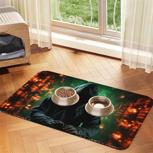 Futternapfmatte für Hundenäpfe und Wassernapf, rutschfest, saugfähig, Katzenfutterunterlage, Hacker, Angriffsmatte für Böden, keine Flecken, Wassernapf-Matte, 40 x 60 cm Futternapfmatte für Hundenäpfe und Wassernapf, rutschfest, saugfähig, Katzenfutterunterlage, Hacker, Angriffsmatte für Böden, keine Flecken, Wassernapf-Matte, 40 x 60 cm von AQRJKHD