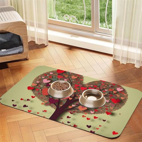 Futternapfmatte für Hundenäpfe und Wassernapf, rutschfest, saugfähig, Katzenfutterunterlage, Herzbaum3, Haustierfuttermatte für Böden, keine Flecken, Wassernapfmatte, 40 x 60 cm Futternapfmatte für Hundenäpfe und Wassernapf, rutschfest, saugfähig, Katzenfutterunterlage, Herzbaum3, Haustierfuttermatte für Böden, keine Flecken, Wassernapfmatte, 40 x 60 cm von AQRJKHD