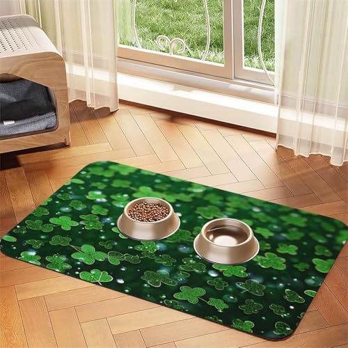 Futternapfmatte für Hundenäpfe und Wassernapf, rutschfest, saugfähig, Katzenfutterunterlage, Hintergrund, St. Patrick's Day, Glitzer, Haustierfuttermatte für Böden, keine Flecken, für Hunde und Katzen Futternapfmatte für Hundenäpfe und Wassernapf, rutschfest, saugfähig, Katzenfutterunterlage, Hintergrund, St. Patrick's Day, Glitzer, Haustierfuttermatte für Böden, keine Flecken, für Hunde und Katzen von AQRJKHD