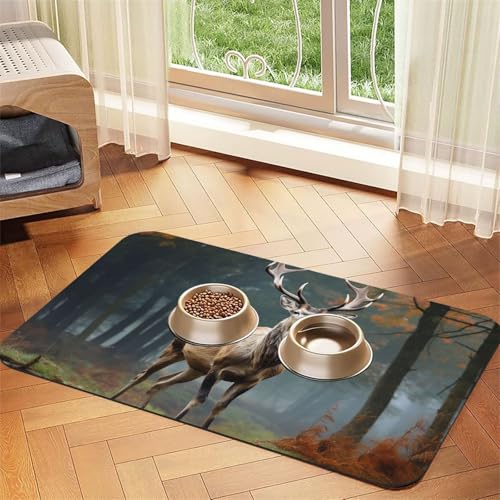 Futternapfmatte für Hundenäpfe und Wassernapf, rutschfest, saugfähig, Katzenfutterunterlage, Hirschtiere, Tierfuttermatte für Böden, keine Flecken, Wassernapf-Matte, 40 x 60 cm Futternapfmatte für Hundenäpfe und Wassernapf, rutschfest, saugfähig, Katzenfutterunterlage, Hirschtiere, Tierfuttermatte für Böden, keine Flecken, Wassernapf-Matte, 40 x 60 cm von AQRJKHD