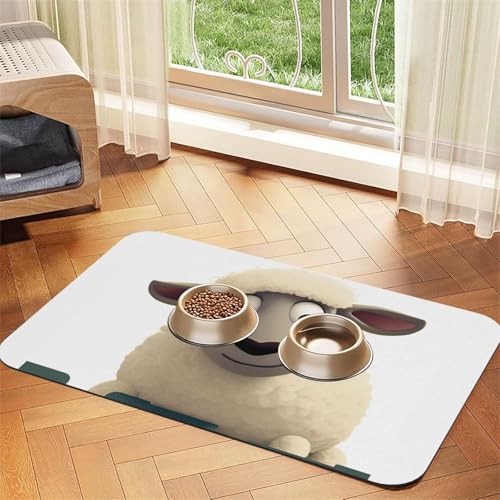 Futternapfmatte für Hundenäpfe und Wassernapf, rutschfest, saugfähig, Katzenfutterunterlage, Schaf, Haustierfuttermatte für Böden, keine Flecken, Wassernapfmatte, 40 x 60 cm Futternapfmatte für Hundenäpfe und Wassernapf, rutschfest, saugfähig, Katzenfutterunterlage, Schaf, Haustierfuttermatte für Böden, keine Flecken, Wassernapfmatte, 40 x 60 cm von AQRJKHD