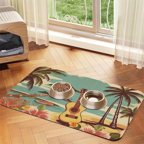 Futternapfmatte für Hundenäpfe und Wassernapf, rutschfest, saugfähig, Katzenfutterunterlage, Vintage, Hawaii, Haustierfuttermatte für Böden, keine Flecken, Wassernapfmatte, 40 x 60 cm Futternapfmatte für Hundenäpfe und Wassernapf, rutschfest, saugfähig, Katzenfutterunterlage, Vintage, Hawaii, Haustierfuttermatte für Böden, keine Flecken, Wassernapfmatte, 40 x 60 cm von AQRJKHD