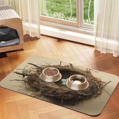 Futternapfmatte für Hundenäpfe und Wassernapf, rutschfest, saugfähig, Katzenfutterunterlage, Vogelnest, Haustierfuttermatte für Böden, keine Flecken, Wassernapf-Matte, 40 x 60 cm Futternapfmatte für Hundenäpfe und Wassernapf, rutschfest, saugfähig, Katzenfutterunterlage, Vogelnest, Haustierfuttermatte für Böden, keine Flecken, Wassernapf-Matte, 40 x 60 cm von AQRJKHD