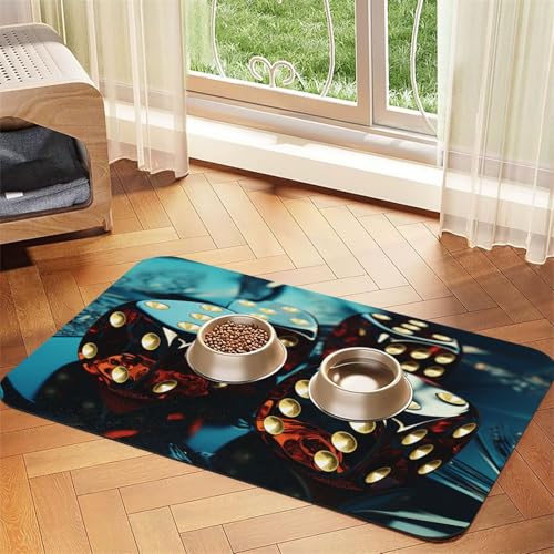 Futternapfmatte für Hundenäpfe und Wassernapf, rutschfest, saugfähig, Katzenfutterunterlage, Würfel, Grafik, Haustierfuttermatte für Böden, keine Flecken, Wassernapf-Matte, 40 x 60 cm Futternapfmatte für Hundenäpfe und Wassernapf, rutschfest, saugfähig, Katzenfutterunterlage, Würfel, Grafik, Haustierfuttermatte für Böden, keine Flecken, Wassernapf-Matte, 40 x 60 cm von AQRJKHD