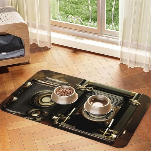 Futternapfmatte für Hundenäpfe und Wassernapf, rutschfest, saugfähig, Katzenfutterunterlage, alte Kamera, Haustierfuttermatte für Böden, keine Flecken, Wassernapfmatte, 40 x 60 cm Futternapfmatte für Hundenäpfe und Wassernapf, rutschfest, saugfähig, Katzenfutterunterlage, alte Kamera, Haustierfuttermatte für Böden, keine Flecken, Wassernapfmatte, 40 x 60 cm von AQRJKHD
