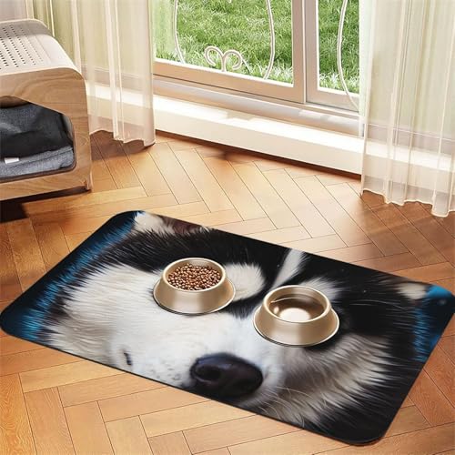 Futternapfmatte für Hundenäpfe und Wassernapf, rutschfest, saugfähig, Katzenfutterunterlage, blauäugig, Husky, Haustierfuttermatte für Böden, keine Flecken, Wassernapf-Matte, 30 x 45 cm Futternapfmatte für Hundenäpfe und Wassernapf, rutschfest, saugfähig, Katzenfutterunterlage, blauäugig, Husky, Haustierfuttermatte für Böden, keine Flecken, Wassernapf-Matte, 30 x 45 cm von AQRJKHD
