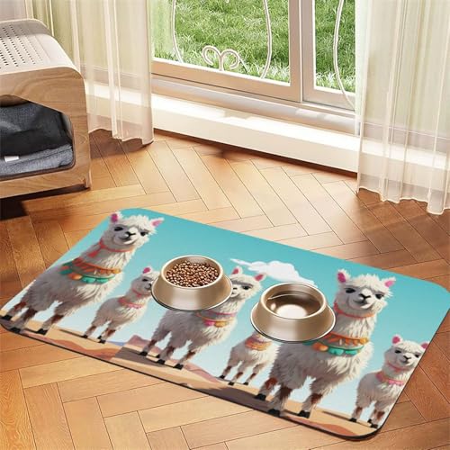 Futternapfmatte für Hundenäpfe und Wassernapf, rutschfest, saugfähig, Katzenfutterunterlage, niedliches Lama, Haustierfuttermatte für Böden, keine Flecken, Wassernapf-Matte, 40 x 60 cm Futternapfmatte für Hundenäpfe und Wassernapf, rutschfest, saugfähig, Katzenfutterunterlage, niedliches Lama, Haustierfuttermatte für Böden, keine Flecken, Wassernapf-Matte, 40 x 60 cm von AQRJKHD