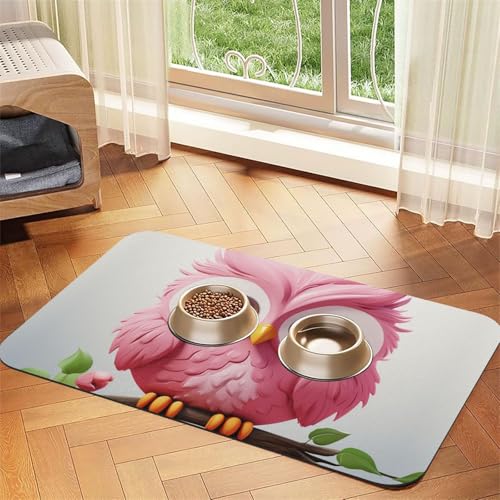 Futternapfmatte für Hundenäpfe und Wassernapf, rutschfest, saugfähig, Katzenfutterunterlage, rosa Eule, Haustierfuttermatte für Böden, keine Flecken, Wassernapf-Matte, 30 x 45 cm Futternapfmatte für Hundenäpfe und Wassernapf, rutschfest, saugfähig, Katzenfutterunterlage, rosa Eule, Haustierfuttermatte für Böden, keine Flecken, Wassernapf-Matte, 30 x 45 cm von AQRJKHD