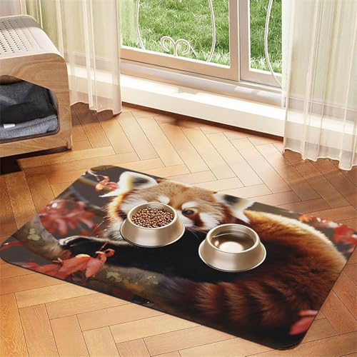 Futternapfmatte für Hundenäpfe und Wassernapf, rutschfest, saugfähig, Katzenfutterunterlage, roter Panda, Haustierfuttermatte für Böden, keine Flecken, Wassernapfmatte, 40 x 60 cm Futternapfmatte für Hundenäpfe und Wassernapf, rutschfest, saugfähig, Katzenfutterunterlage, roter Panda, Haustierfuttermatte für Böden, keine Flecken, Wassernapfmatte, 40 x 60 cm von AQRJKHD