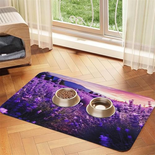 Futternapfmatte für Hundenäpfe und Wassernapf, rutschfest, saugfähig, Katzenfutterunterlage, violetter Lavendel, Haustierfuttermatte für Böden, keine Flecken, Wassernapfmatte, 40 x 60 cm Futternapfmatte für Hundenäpfe und Wassernapf, rutschfest, saugfähig, Katzenfutterunterlage, violetter Lavendel, Haustierfuttermatte für Böden, keine Flecken, Wassernapfmatte, 40 x 60 cm von AQRJKHD
