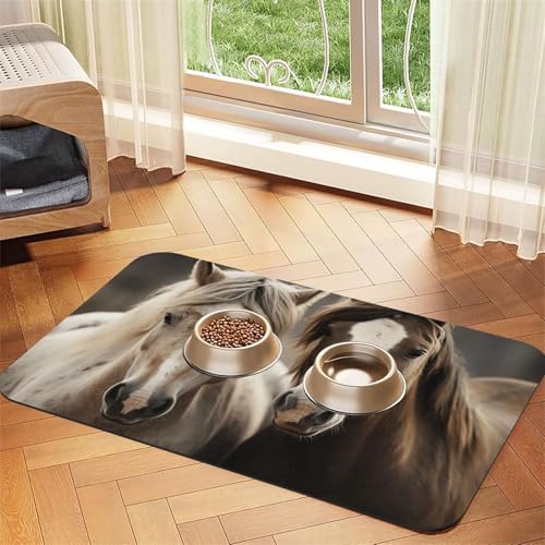 Futternapfmatte für Hundenäpfe und Wassernapf, rutschfest, saugfähig, Katzenfutterunterlage, zwei Pferde, Haustierfuttermatte für Böden, keine Flecken, Wassernapfmatte, 40 x 60 cm Futternapfmatte für Hundenäpfe und Wassernapf, rutschfest, saugfähig, Katzenfutterunterlage, zwei Pferde, Haustierfuttermatte für Böden, keine Flecken, Wassernapfmatte, 40 x 60 cm von AQRJKHD