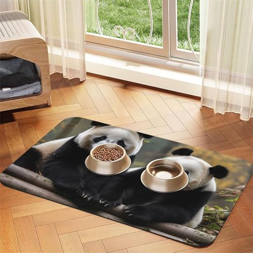 Futternapfmatte für Hundenäpfe und Wassernapf, rutschfest, saugfähig, Katzenfutterunterlage, zwei große Pandas, Haustierfuttermatte für Böden, keine Flecken, Wassernapf-Matte, 30 x 45 cm Futternapfmatte für Hundenäpfe und Wassernapf, rutschfest, saugfähig, Katzenfutterunterlage, zwei große Pandas, Haustierfuttermatte für Böden, keine Flecken, Wassernapf-Matte, 30 x 45 cm von AQRJKHD