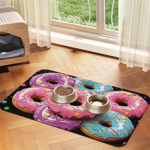Futternapfmatte für Hundenäpfe und Wassernapf, rutschfest, saugfähig, für Katzen, Donut-Futtermatte für Böden, keine Flecken, Wassernapfmatte, 40 x 60 cm Futternapfmatte für Hundenäpfe und Wassernapf, rutschfest, saugfähig, für Katzen, Donut-Futtermatte für Böden, keine Flecken, Wassernapfmatte, 40 x 60 cm von AQRJKHD