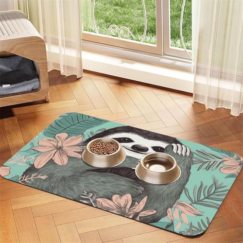 Futternapfmatte für Hundenäpfe und Wassernapf, rutschfest, saugfähig, für Katzen, Faultier, Mintgrün, Haustierfuttermatte für Böden, keine Flecken, Wassernapf-Matte, 30 x 45 cm Futternapfmatte für Hundenäpfe und Wassernapf, rutschfest, saugfähig, für Katzen, Faultier, Mintgrün, Haustierfuttermatte für Böden, keine Flecken, Wassernapf-Matte, 30 x 45 cm von AQRJKHD
