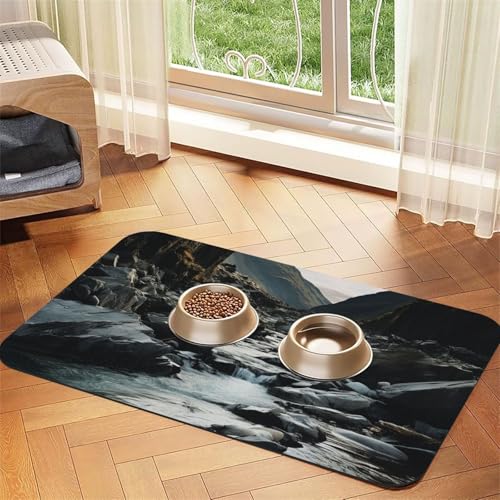 Futternapfmatte für Hundenäpfe und Wassernapf, rutschfest, saugfähig, für Katzen, Fluss und graue Felsen, Haustierfuttermatte für Böden, keine Flecken, Wassernapfmatte, 40 x 60 cm Futternapfmatte für Hundenäpfe und Wassernapf, rutschfest, saugfähig, für Katzen, Fluss und graue Felsen, Haustierfuttermatte für Böden, keine Flecken, Wassernapfmatte, 40 x 60 cm von AQRJKHD