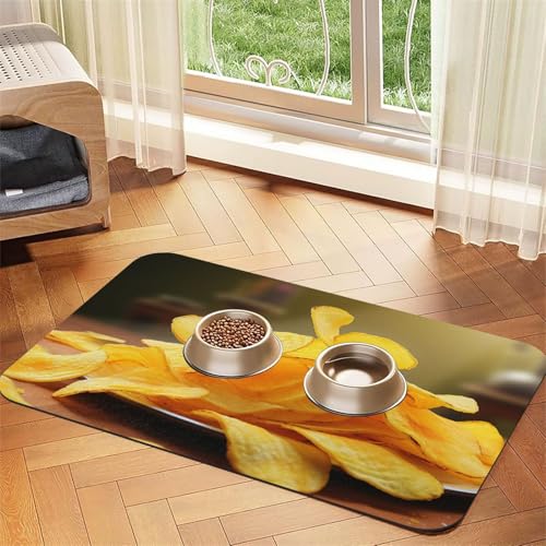 Futternapfmatte für Hundenäpfe und Wassernapf, rutschfest, saugfähig, für Katzen, Kartoffelchips, Haustierfuttermatte für Böden, keine Flecken, Wassernapf-Matte, 40 x 60 cm Futternapfmatte für Hundenäpfe und Wassernapf, rutschfest, saugfähig, für Katzen, Kartoffelchips, Haustierfuttermatte für Böden, keine Flecken, Wassernapf-Matte, 40 x 60 cm von AQRJKHD