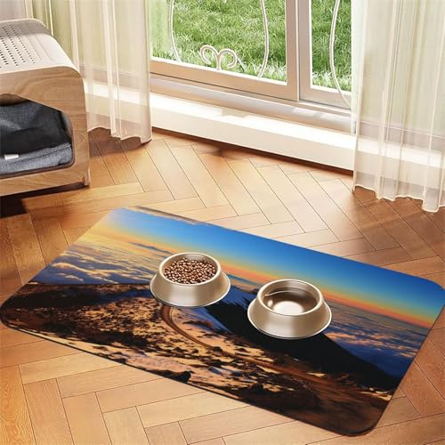 Futternapfmatte für Hundenäpfe und Wassernapf, rutschfest, saugfähig, für Katzen, Mauna Kea Summit Sonnenuntergang, Haustierfuttermatte für Böden, keine Flecken, Wassernapf-Matte, 30 x 45 cm Futternapfmatte für Hundenäpfe und Wassernapf, rutschfest, saugfähig, für Katzen, Mauna Kea Summit Sonnenuntergang, Haustierfuttermatte für Böden, keine Flecken, Wassernapf-Matte, 30 x 45 cm von AQRJKHD