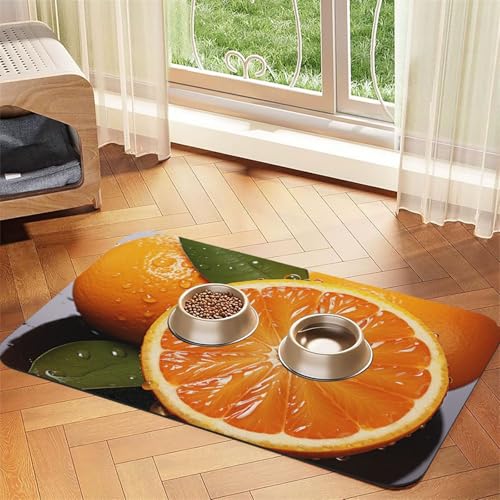 Futternapfmatte für Hundenäpfe und Wassernapf, rutschfest, saugfähig, für Katzen, Orange, Haustierfuttermatte für Böden, keine Flecken, Wassernapfmatte, 40 x 60 cm Futternapfmatte für Hundenäpfe und Wassernapf, rutschfest, saugfähig, für Katzen, Orange, Haustierfuttermatte für Böden, keine Flecken, Wassernapfmatte, 40 x 60 cm von AQRJKHD