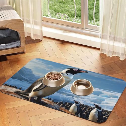 Futternapfmatte für Hundenäpfe und Wassernapf, rutschfest, saugfähig, für Katzen, Pinguin-Druck, Haustierfuttermatte für Böden, keine Flecken, Wassernapf-Matte, 40 x 60 cm Futternapfmatte für Hundenäpfe und Wassernapf, rutschfest, saugfähig, für Katzen, Pinguin-Druck, Haustierfuttermatte für Böden, keine Flecken, Wassernapf-Matte, 40 x 60 cm von AQRJKHD