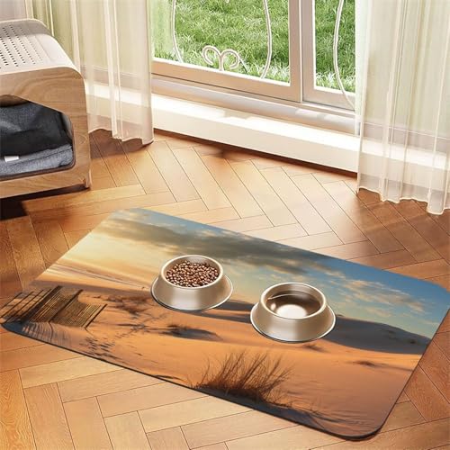 Futternapfmatte für Hundenäpfe und Wassernapf, rutschfest, saugfähig, für Katzen, Sanddünen, Haustierfuttermatte für Böden, keine Flecken, Wassernapf-Matte, 30 x 45 cm Futternapfmatte für Hundenäpfe und Wassernapf, rutschfest, saugfähig, für Katzen, Sanddünen, Haustierfuttermatte für Böden, keine Flecken, Wassernapf-Matte, 30 x 45 cm von AQRJKHD