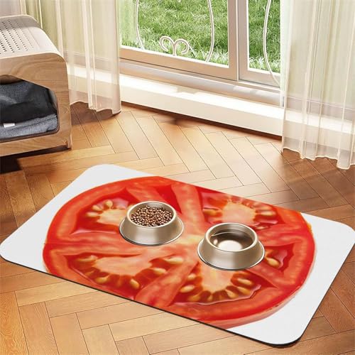 Futternapfmatte für Hundenäpfe und Wassernapf, rutschfest, saugfähig, für Katzen, Tomatenscheiben, Haustierfuttermatte für Böden, keine Flecken, Wassernapf-Matte, 30 x 45 cm Futternapfmatte für Hundenäpfe und Wassernapf, rutschfest, saugfähig, für Katzen, Tomatenscheiben, Haustierfuttermatte für Böden, keine Flecken, Wassernapf-Matte, 30 x 45 cm von AQRJKHD