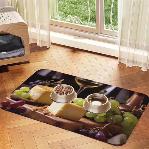 Futternapfmatte für Hundenäpfe und Wassernapf, rutschfest, saugfähig, für Katzen, Weißwein, Käse, Kuchen, Trauben, Haustierfuttermatte für Böden, keine Flecken, für Hunde und Katzen, Wassernapf-Matte Futternapfmatte für Hundenäpfe und Wassernapf, rutschfest, saugfähig, für Katzen, Weißwein, Käse, Kuchen, Trauben, Haustierfuttermatte für Böden, keine Flecken, für Hunde und Katzen, Wassernapf-Matte von AQRJKHD