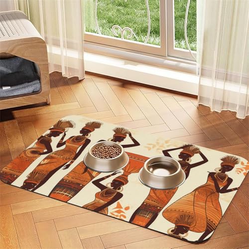 Futternapfmatte für Hundenäpfe und Wassernapf, rutschfest, saugfähig, für Katzen, afrikanische Stammesfrau, Haustierfuttermatte für Böden, keine Flecken, Wassernapfmatte, 40 x 60 cm Futternapfmatte für Hundenäpfe und Wassernapf, rutschfest, saugfähig, für Katzen, afrikanische Stammesfrau, Haustierfuttermatte für Böden, keine Flecken, Wassernapfmatte, 40 x 60 cm von AQRJKHD