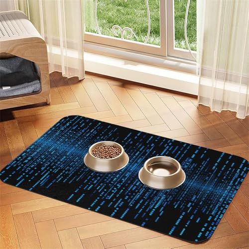 Futternapfmatte für Hundenäpfe und Wassernapf, rutschfest, saugfähig, für Katzen, blaue Binärmatrix, Haustierfuttermatte für Böden, keine Flecken, Wassernapf-Matte, 30 x 45 cm Futternapfmatte für Hundenäpfe und Wassernapf, rutschfest, saugfähig, für Katzen, blaue Binärmatrix, Haustierfuttermatte für Böden, keine Flecken, Wassernapf-Matte, 30 x 45 cm von AQRJKHD