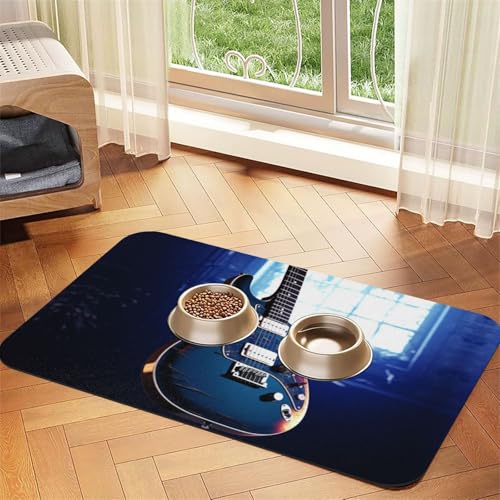 Futternapfmatte für Hundenäpfe und Wassernapf, rutschfest, saugfähig, für Katzen, blaue Gitarre, Haustierfuttermatte für Böden, keine Flecken, Wassernapf-Matte, 30 x 45 cm Futternapfmatte für Hundenäpfe und Wassernapf, rutschfest, saugfähig, für Katzen, blaue Gitarre, Haustierfuttermatte für Böden, keine Flecken, Wassernapf-Matte, 30 x 45 cm von AQRJKHD
