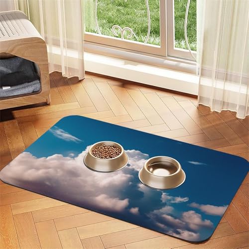 Futternapfmatte für Hundenäpfe und Wassernapf, rutschfest, saugfähig, für Katzen, blaue Haustierfuttermatte für Böden, keine Flecken, Wassernapfmatte, 40 x 60 cm Futternapfmatte für Hundenäpfe und Wassernapf, rutschfest, saugfähig, für Katzen, blaue Haustierfuttermatte für Böden, keine Flecken, Wassernapfmatte, 40 x 60 cm von AQRJKHD