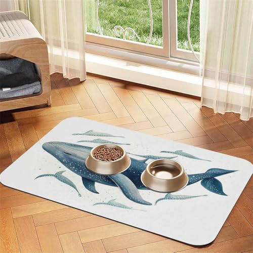 Futternapfmatte für Hundenäpfe und Wassernapf, rutschfest, saugfähig, für Katzen, blauer Wal, Haustierfuttermatte für Böden, keine Flecken, Wassernapf-Matte, 30 x 45 cm Futternapfmatte für Hundenäpfe und Wassernapf, rutschfest, saugfähig, für Katzen, blauer Wal, Haustierfuttermatte für Böden, keine Flecken, Wassernapf-Matte, 30 x 45 cm von AQRJKHD