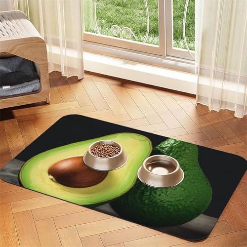 Futternapfmatte für Hundenäpfe und Wassernapf, rutschfest, saugfähig, für Katzen, halber Schnitt, Avocado-Stücke, Haustierfuttermatte für Böden, keine Flecken, Wassernapf-Matte, 30 x 45 cm Futternapfmatte für Hundenäpfe und Wassernapf, rutschfest, saugfähig, für Katzen, halber Schnitt, Avocado-Stücke, Haustierfuttermatte für Böden, keine Flecken, Wassernapf-Matte, 30 x 45 cm von AQRJKHD