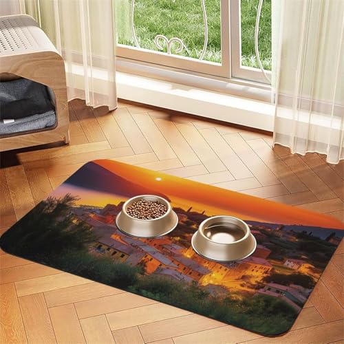 Futternapfmatte für Hundenäpfe und Wassernapf, rutschfest, saugfähig, für Katzen, italienischer Sonnenuntergang, Haustierfuttermatte für Böden, keine Flecken, Wassernapfmatte, 40 x 60 cm Futternapfmatte für Hundenäpfe und Wassernapf, rutschfest, saugfähig, für Katzen, italienischer Sonnenuntergang, Haustierfuttermatte für Böden, keine Flecken, Wassernapfmatte, 40 x 60 cm von AQRJKHD