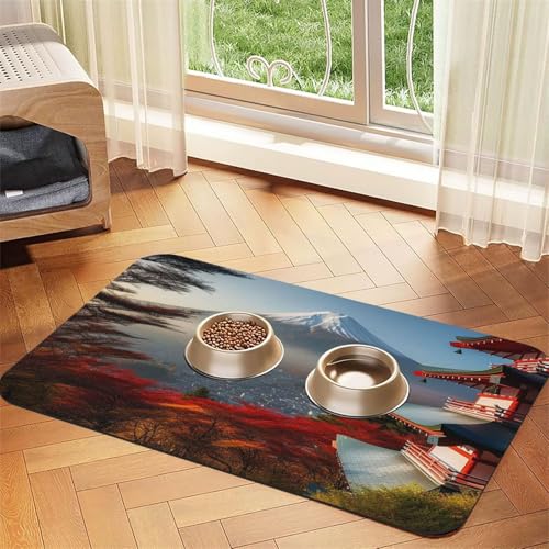 Futternapfmatte für Hundenäpfe und Wassernapf, rutschfest, saugfähig, für Katzen, japanische Halterung, Fuji-Landschaft, Haustierfuttermatte für Böden, keine Flecken, Wassernapf-Matte, 30 x 45 cm Futternapfmatte für Hundenäpfe und Wassernapf, rutschfest, saugfähig, für Katzen, japanische Halterung, Fuji-Landschaft, Haustierfuttermatte für Böden, keine Flecken, Wassernapf-Matte, 30 x 45 cm von AQRJKHD