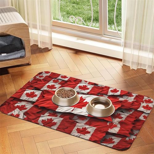 Futternapfmatte für Hundenäpfe und Wassernapf, rutschfest, saugfähig, für Katzen, mit kanadischer Flagge, Haustierfuttermatte für Böden, keine Flecken, Wassernapf-Matte, 30 x 45 cm Futternapfmatte für Hundenäpfe und Wassernapf, rutschfest, saugfähig, für Katzen, mit kanadischer Flagge, Haustierfuttermatte für Böden, keine Flecken, Wassernapf-Matte, 30 x 45 cm von AQRJKHD