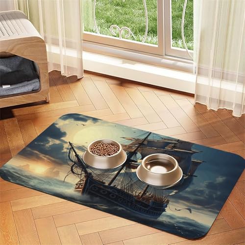 Futternapfmatte für Hundenäpfe und Wassernapf, rutschfest, saugfähig, für Katzen, nautisches Segelboot, Haustierfuttermatte für Böden, keine Flecken, Wassernapf-Matte, 30 x 45 cm Futternapfmatte für Hundenäpfe und Wassernapf, rutschfest, saugfähig, für Katzen, nautisches Segelboot, Haustierfuttermatte für Böden, keine Flecken, Wassernapf-Matte, 30 x 45 cm von AQRJKHD