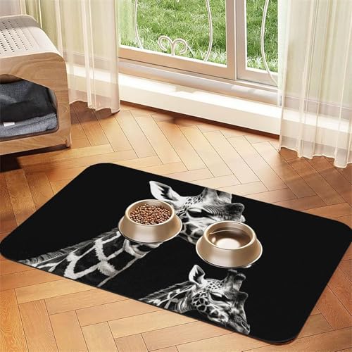 Futternapfmatte für Hundenäpfe und Wassernapf, rutschfest, saugfähig, für Katzen, schwarze Giraffe, Haustierfuttermatte für Böden, keine Flecken, Wassernapf-Matte, 30 x 45 cm Futternapfmatte für Hundenäpfe und Wassernapf, rutschfest, saugfähig, für Katzen, schwarze Giraffe, Haustierfuttermatte für Böden, keine Flecken, Wassernapf-Matte, 30 x 45 cm von AQRJKHD