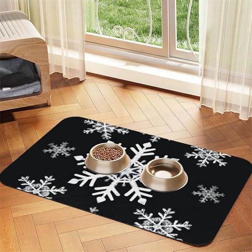 Futternapfmatte für Hundenäpfe und Wassernapf, rutschfest, saugfähig, für Katzen, weiße Schneeflocke, Haustierfuttermatte für Böden, keine Flecken, Wassernapf-Matte, 30 x 45 cm Futternapfmatte für Hundenäpfe und Wassernapf, rutschfest, saugfähig, für Katzen, weiße Schneeflocke, Haustierfuttermatte für Böden, keine Flecken, Wassernapf-Matte, 30 x 45 cm von AQRJKHD