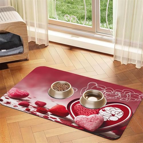 Futternapfmatte für Hundenäpfe und Wassernapf, rutschfest, saugfähig, für Katzen, zum Valentinstag, Haustierfuttermatte für Böden, keine Flecken, Wassernapf-Matte, 30 x 45 cm Futternapfmatte für Hundenäpfe und Wassernapf, rutschfest, saugfähig, für Katzen, zum Valentinstag, Haustierfuttermatte für Böden, keine Flecken, Wassernapf-Matte, 30 x 45 cm von AQRJKHD