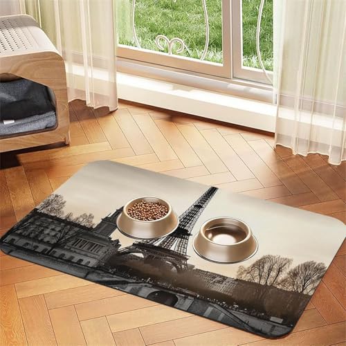 Futternapfmatte für Hundenäpfe und Wassernapf, rutschfest, saugfähig, für Reisen, Paris, Haustierfuttermatte für Böden, keine Flecken, Wassernapfmatte, 40 x 60 cm Futternapfmatte für Hundenäpfe und Wassernapf, rutschfest, saugfähig, für Reisen, Paris, Haustierfuttermatte für Böden, keine Flecken, Wassernapfmatte, 40 x 60 cm von AQRJKHD