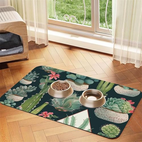 Futternapfmatte für Hundenäpfe und Wassernapf, rutschfest, saugfähig, für Sukkulenten und Kakteen, Haustierfuttermatte für Böden, keine Flecken, für Hunde und Katzen, 40 x 60 cm Futternapfmatte für Hundenäpfe und Wassernapf, rutschfest, saugfähig, für Sukkulenten und Kakteen, Haustierfuttermatte für Böden, keine Flecken, für Hunde und Katzen, 40 x 60 cm von AQRJKHD