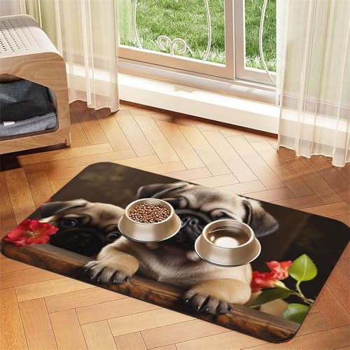 Futternapfmatte für Hundenäpfe und Wassernapf, rutschfest, saugfähig, für Welpen, Mops, Haustierfuttermatte für Böden, keine Flecken, Wassernapf-Matte, 40 x 60 cm Futternapfmatte für Hundenäpfe und Wassernapf, rutschfest, saugfähig, für Welpen, Mops, Haustierfuttermatte für Böden, keine Flecken, Wassernapf-Matte, 40 x 60 cm von AQRJKHD