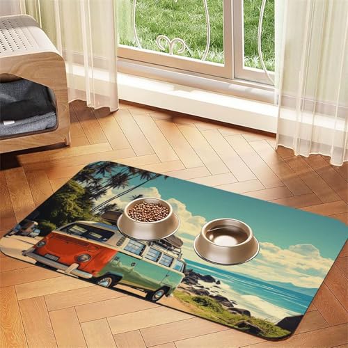 Futternapfmatte für Hundenäpfe und Wassernapf, rutschfest, saugfähig, für den Sommer, Roadtrip, Haustierfuttermatte für Böden, keine Flecken, Wassernapf-Matte, 40 x 60 cm Futternapfmatte für Hundenäpfe und Wassernapf, rutschfest, saugfähig, für den Sommer, Roadtrip, Haustierfuttermatte für Böden, keine Flecken, Wassernapf-Matte, 40 x 60 cm von AQRJKHD