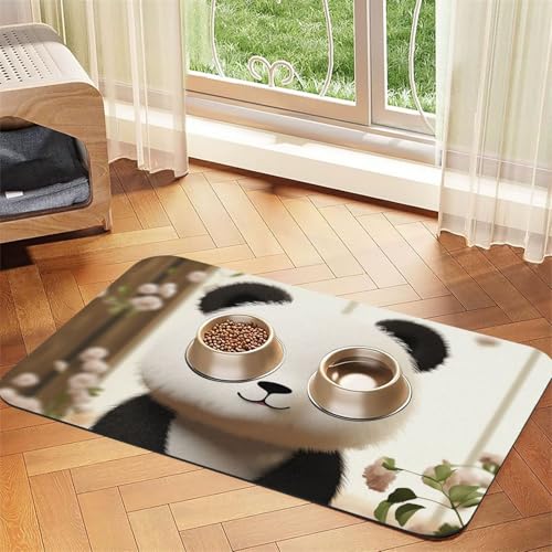 Futternapfmatte für Hundenäpfe und Wassernapf, rutschfest, saugfähig, niedlicher weißer Panda, Haustierfuttermatte für Böden, keine Flecken, Wassernapf-Matte, 40 x 60 cm Futternapfmatte für Hundenäpfe und Wassernapf, rutschfest, saugfähig, niedlicher weißer Panda, Haustierfuttermatte für Böden, keine Flecken, Wassernapf-Matte, 40 x 60 cm von AQRJKHD
