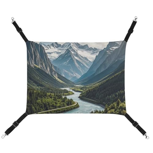 AQRJLPM Berge und Flüsse Haustier-Hängematte mit verstellbaren Gurten und Metallhaken, Hängebett, weich, atmungsaktiv, für Katzen, Welpen, Kaninchen, Kleintiere AQRJLPM Berge und Flüsse Haustier-Hängematte mit verstellbaren Gurten und Metallhaken, Hängebett, weich, atmungsaktiv, für Katzen, Welpen, Kaninchen, Kleintiere von AQRJLPM